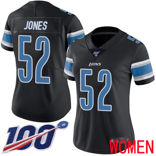 Detroit Lions Limited Black Women Christian Jones Jersey NFL Football #52 100th Season Rush Vapor Untouchable->women nfl jersey->Women Jersey